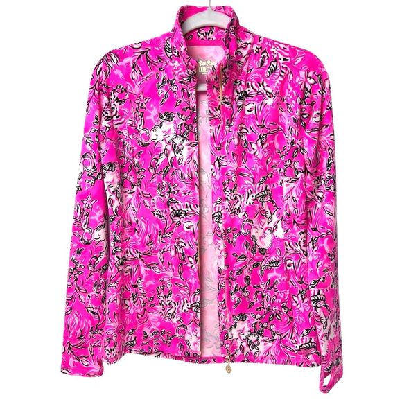 Lilly Pulitzer Serena Jacket Plumeria Pink Breast Cancer Purrposefully Pink S - Picture 4 of 14